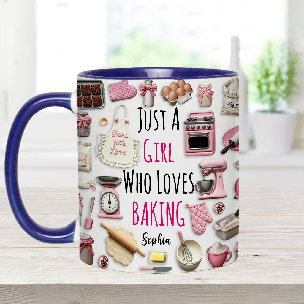 Just A Girl Who Loves Baking - Personalized Baking Accent Mug