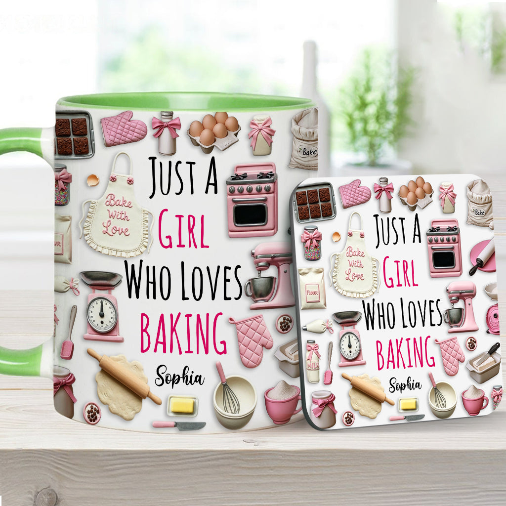 Just A Girl Who Loves Baking - Personalized Baking Accent Mug