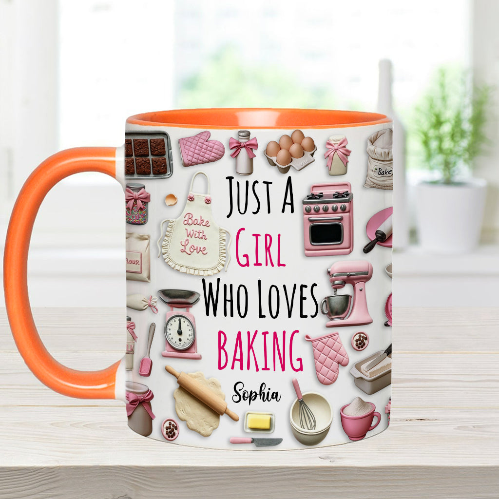 Just A Girl Who Loves Baking - Personalized Baking Accent Mug