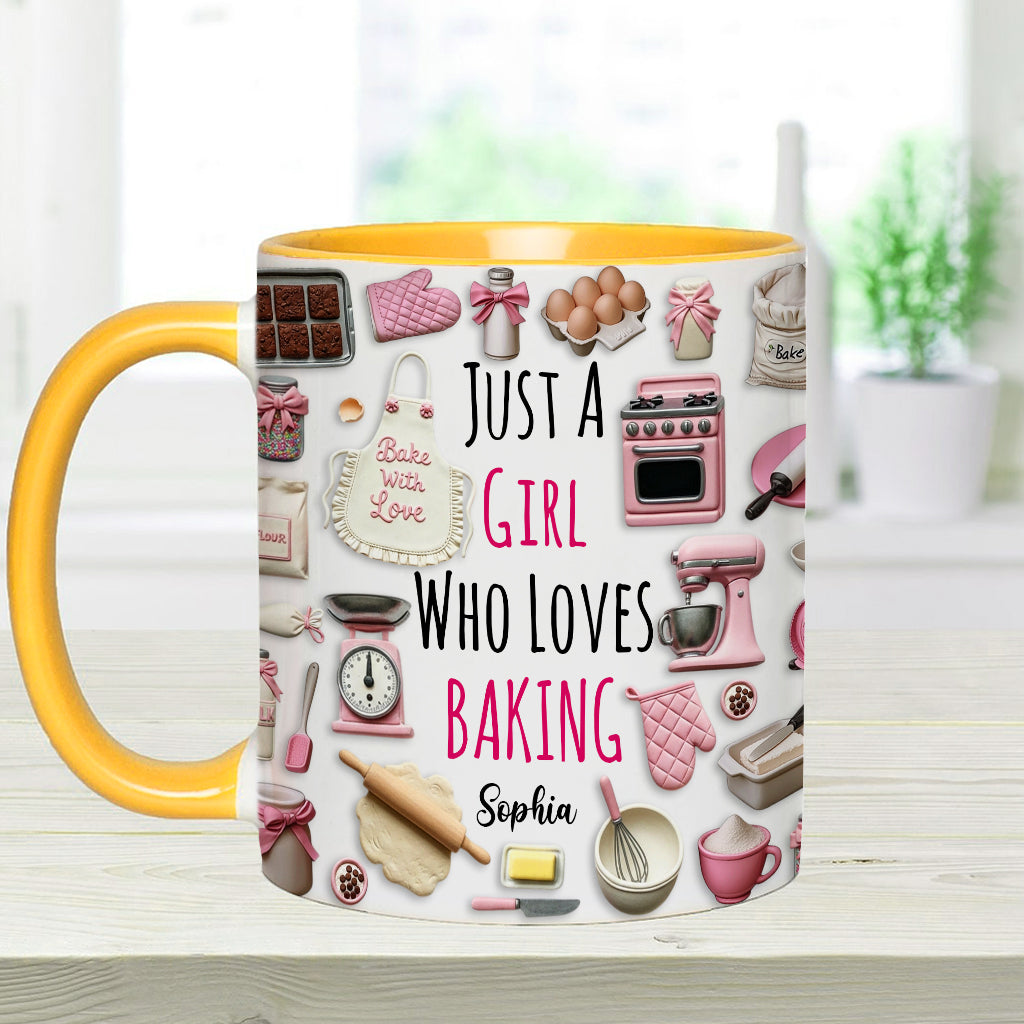 Just A Girl Who Loves Baking - Personalized Baking Accent Mug