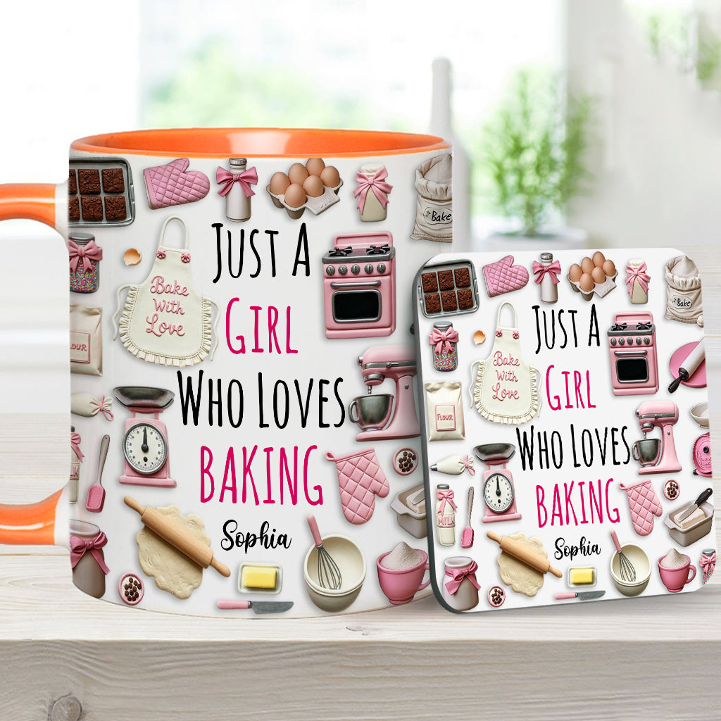Just A Girl Who Loves Baking - Personalized Baking Accent Mug