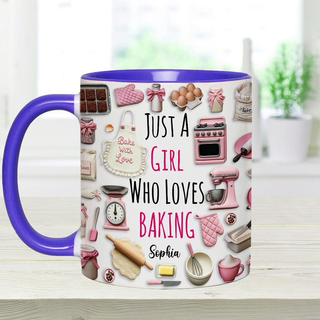 Just A Girl Who Loves Baking - Personalized Baking Accent Mug