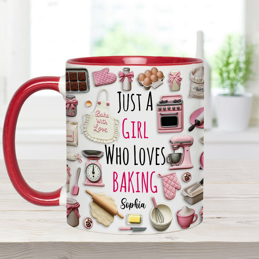 Just A Girl Who Loves Baking - Personalized Baking Accent Mug