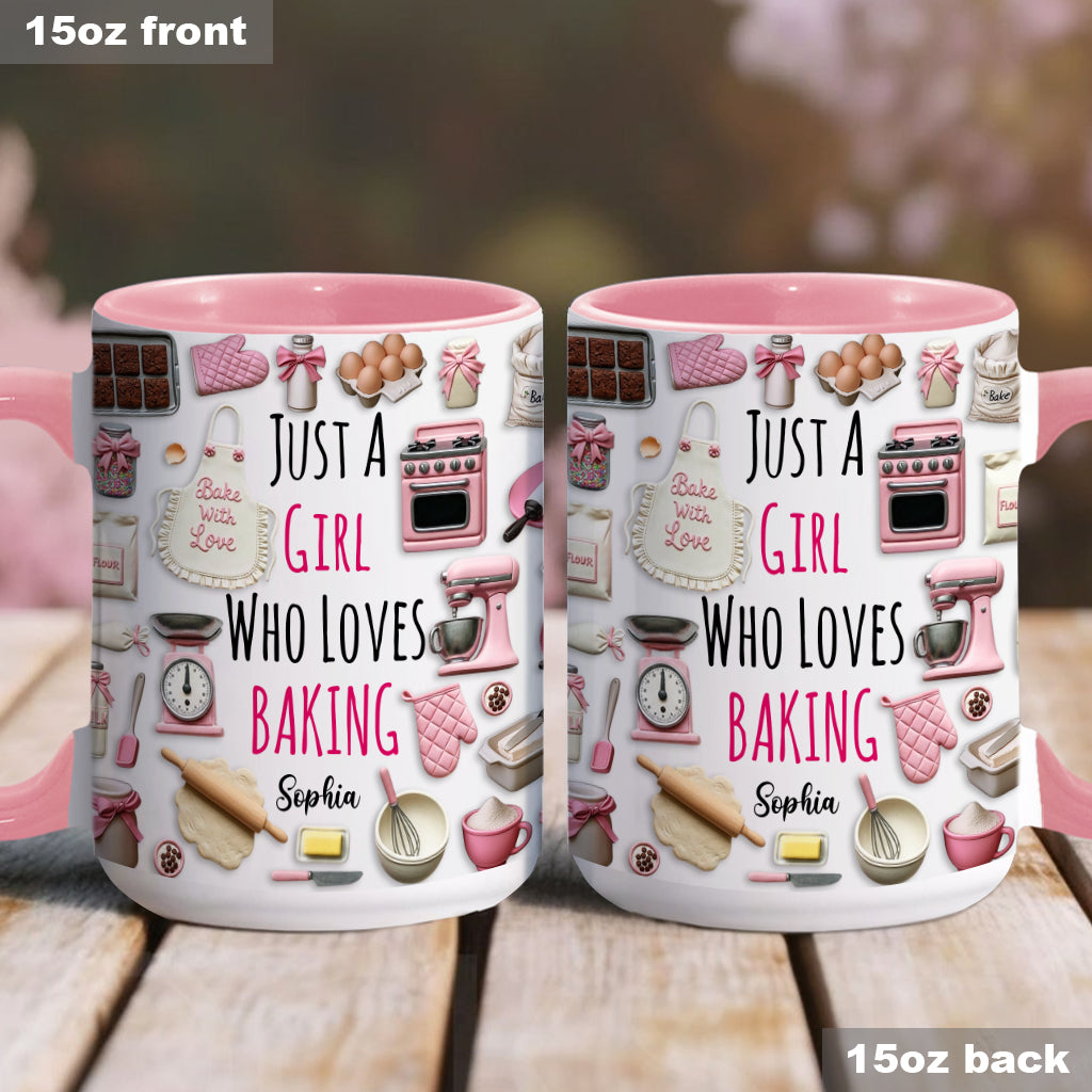 Just A Girl Who Loves Baking - Personalized Baking Accent Mug