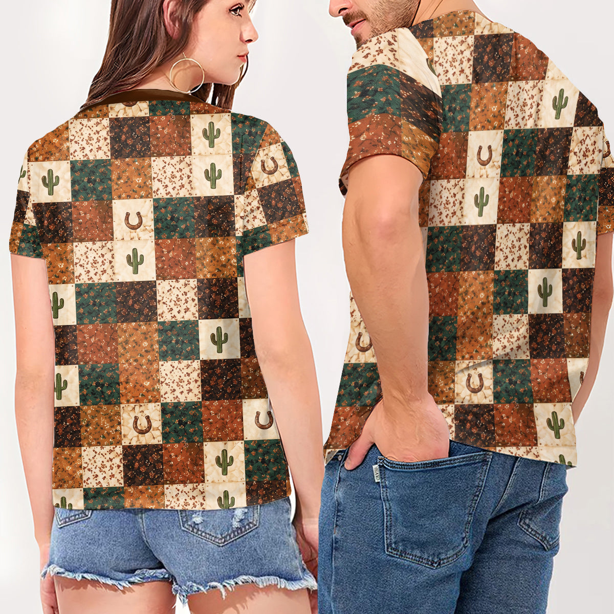 Guided By Faith - Personalized Cowgirl Fully Printed V-Neck T-Shirt