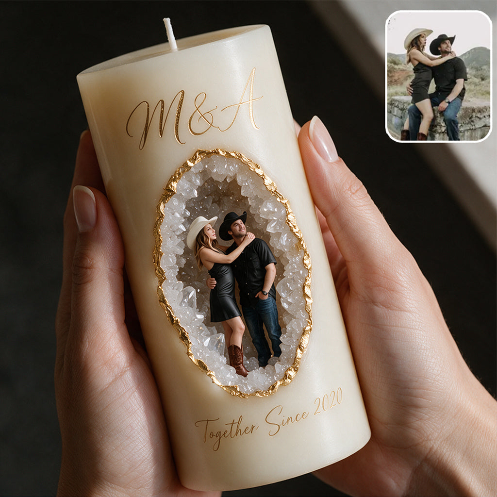 Custom From Any Photo - Personalized Couple Flameless Candle
