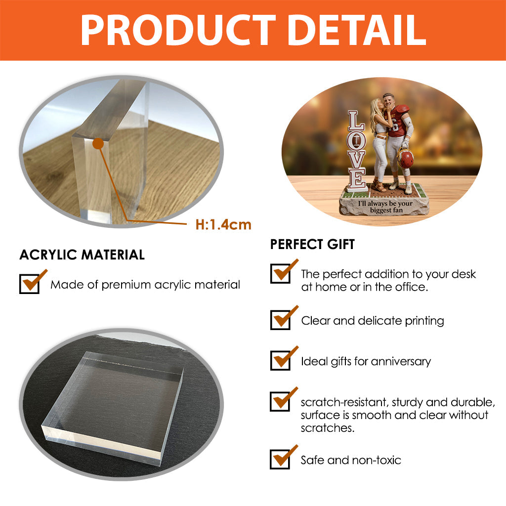 Je serai toujours ton plus grand fan - Plaque acrylique personnalisée en forme de ballon de football