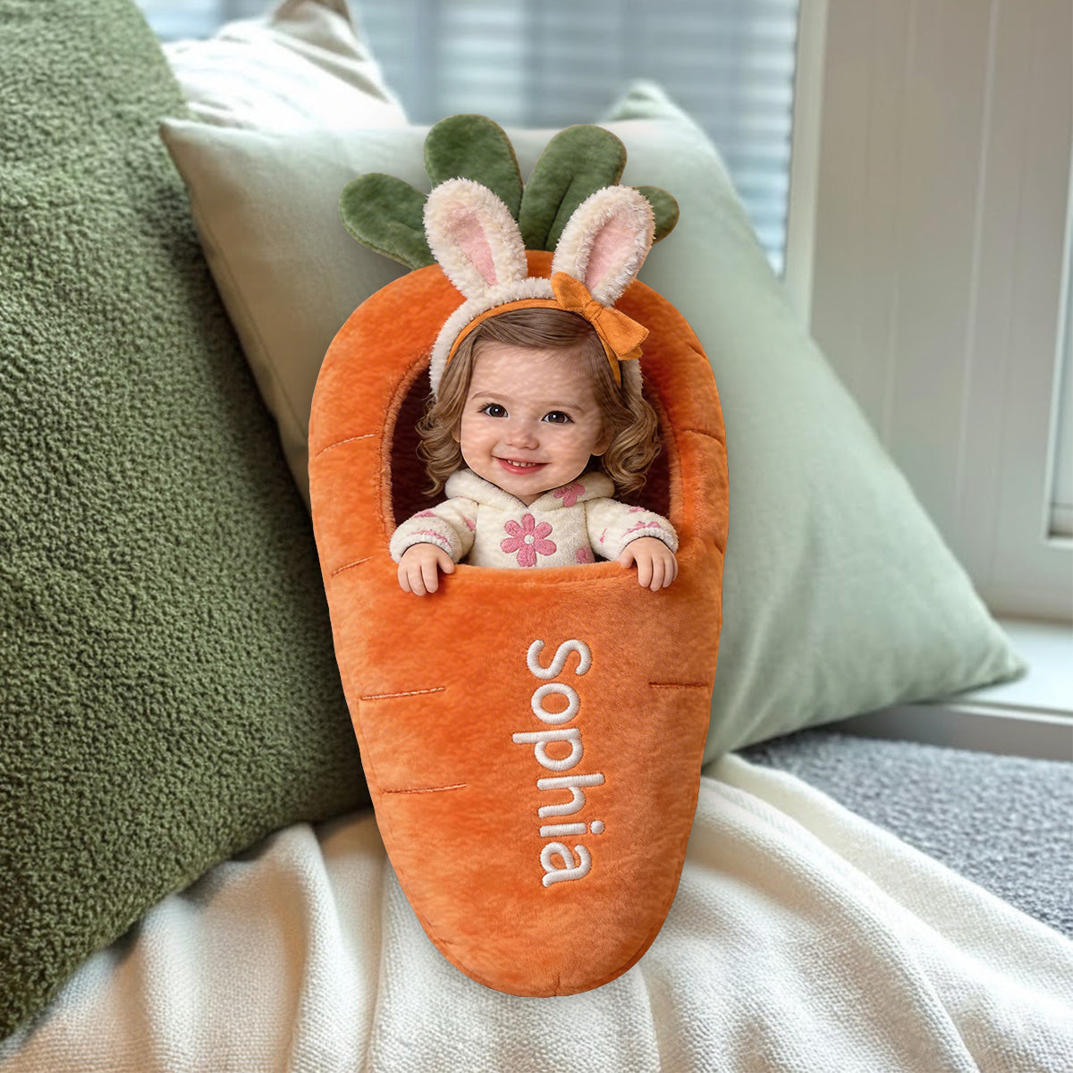 Custom Any Photo Best Easter Gift - Personalized Kid Premium Faux Fur Pillow