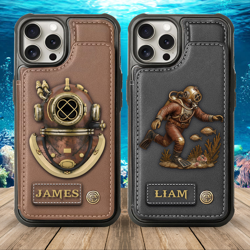 Scuba Diving Lovers Gift - Personalized Scuba Diving Wallet Phone Case