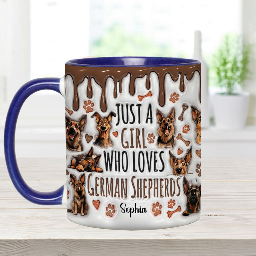 Mug personnalisé « Juste une fille qui adore les bergers allemands » avec motif berger allemand