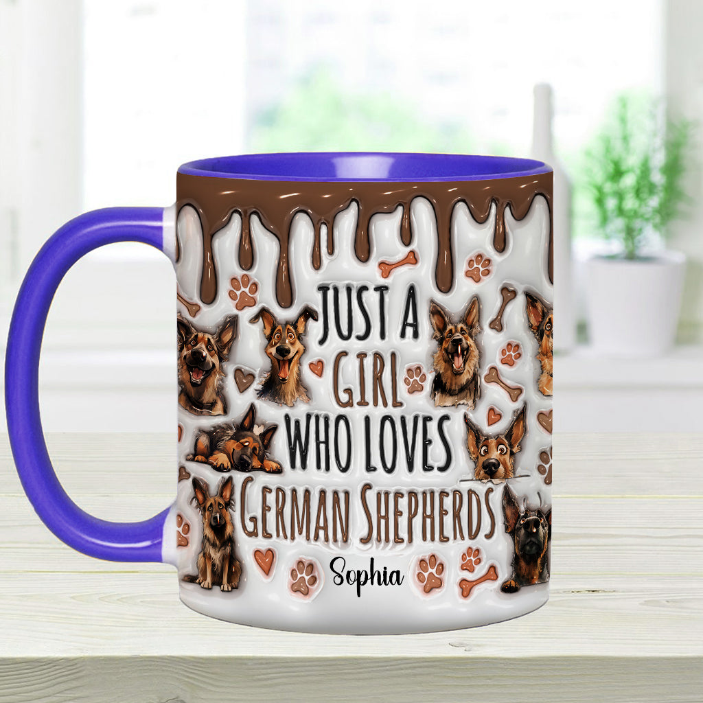 Mug personnalisé « Juste une fille qui adore les bergers allemands » avec motif berger allemand