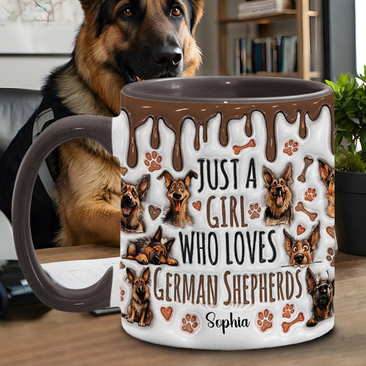 Einfach ein Mädchen, das Deutsche Schäferhunde liebt – Personalisierte Tasse mit Deutschem Schäferhund-Motiv