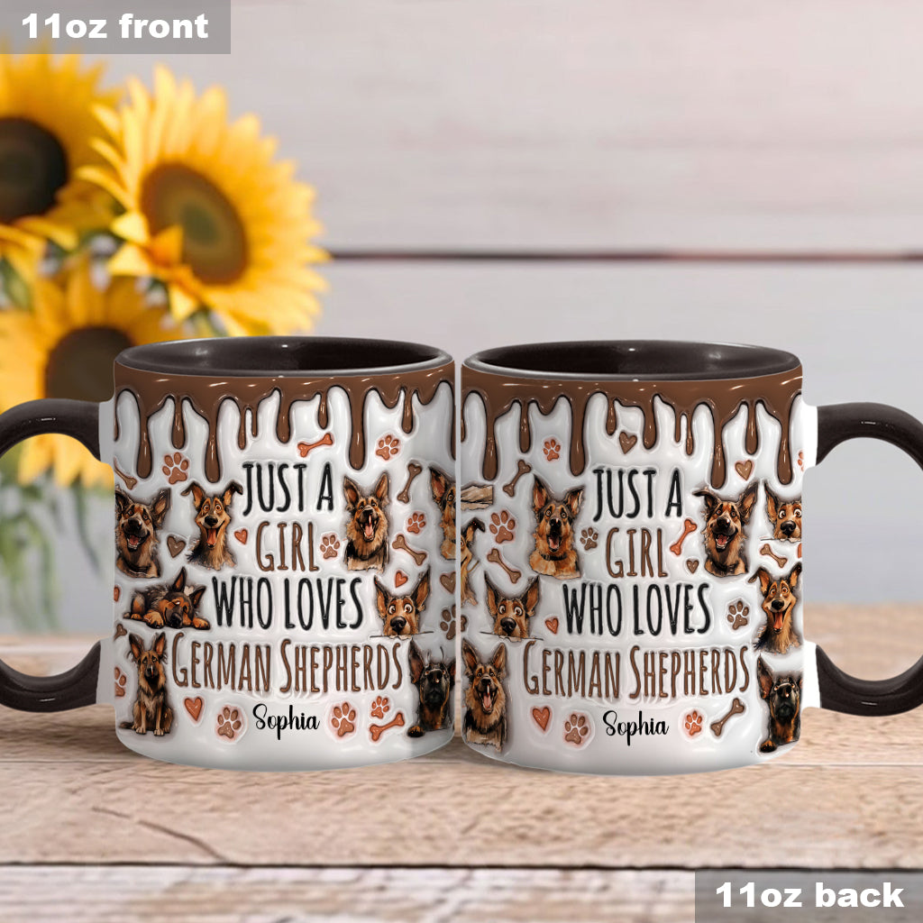 Mug personnalisé « Juste une fille qui adore les bergers allemands » avec motif berger allemand