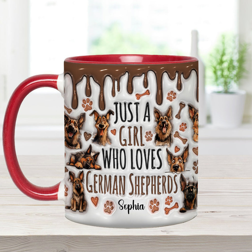 Mug personnalisé « Juste une fille qui adore les bergers allemands » avec motif berger allemand