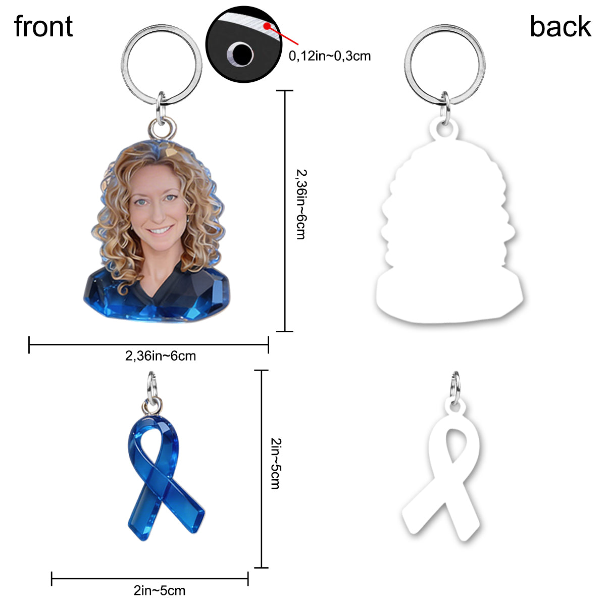 Faith Hope Love - Personalized Breast Cancer Awareness Keychain With Charms