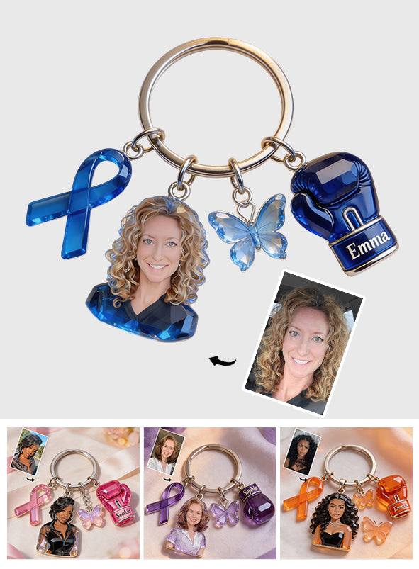 Faith Hope Love - Personalized Breast Cancer Awareness Keychain With Charms