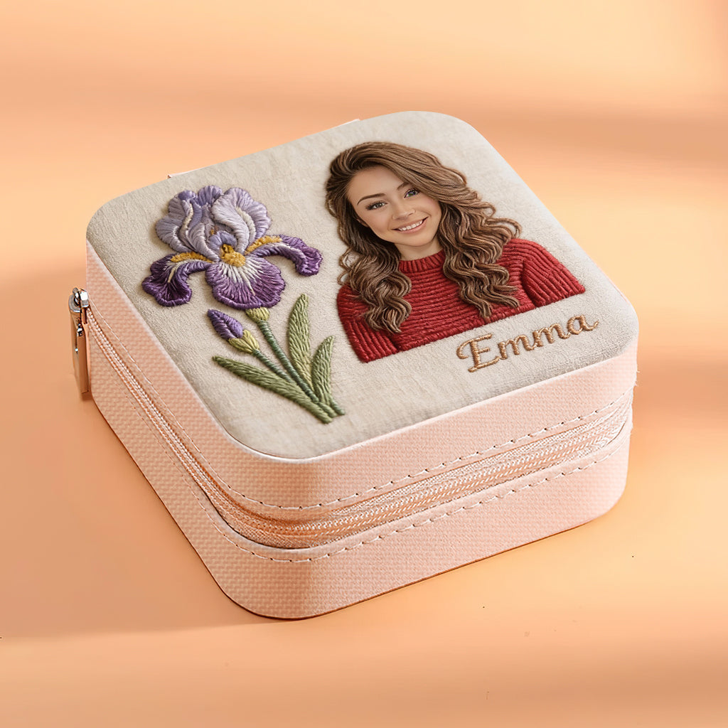 Boîte à bijoux personnalisée avec photo et fleur pour votre anniversaire - Coffret à bijoux « Amour de soi »
