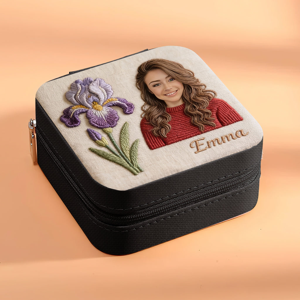 Boîte à bijoux personnalisée avec photo et fleur pour votre anniversaire - Coffret à bijoux « Amour de soi »