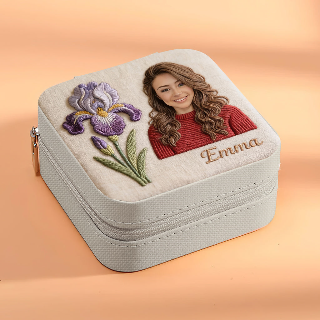 Boîte à bijoux personnalisée avec photo et fleur pour votre anniversaire - Coffret à bijoux « Amour de soi »