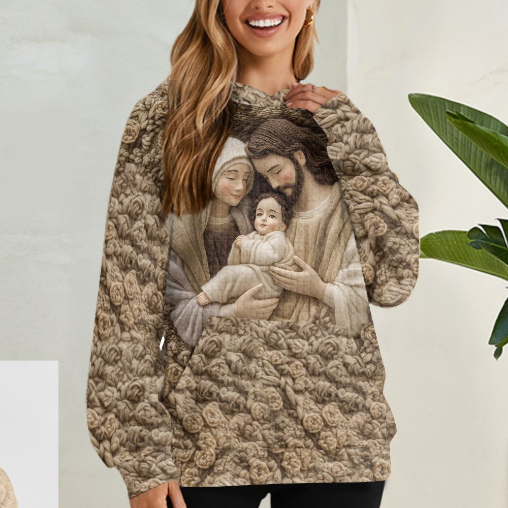 The Holy Family - Christian Waffle Hoodie