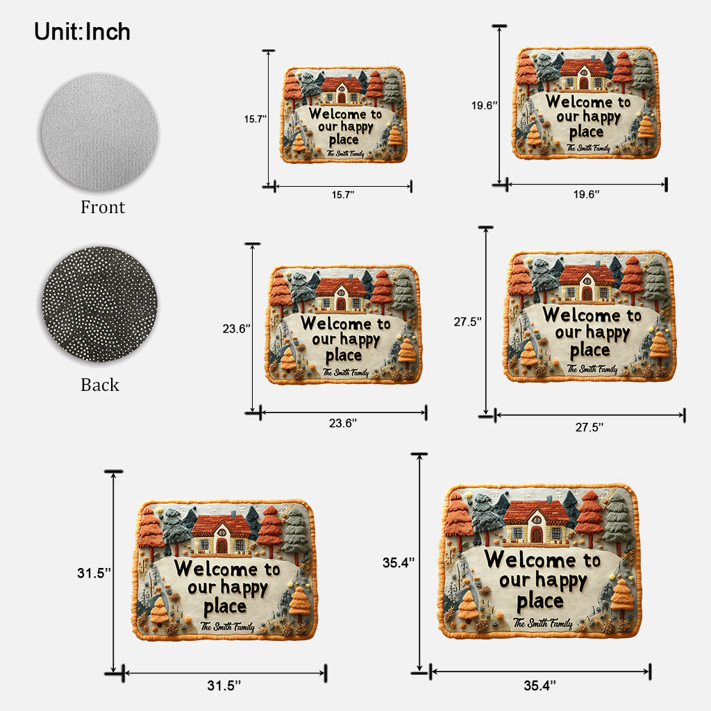 Bienvenue dans notre havre de paix ! Paillasson personnalisé en forme de famille