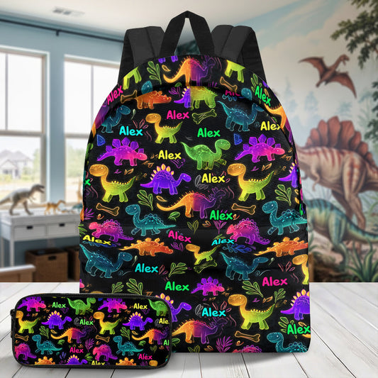 Dinosaur Gift for Kids to School - Personalized Kid Backpack & Pencil Case