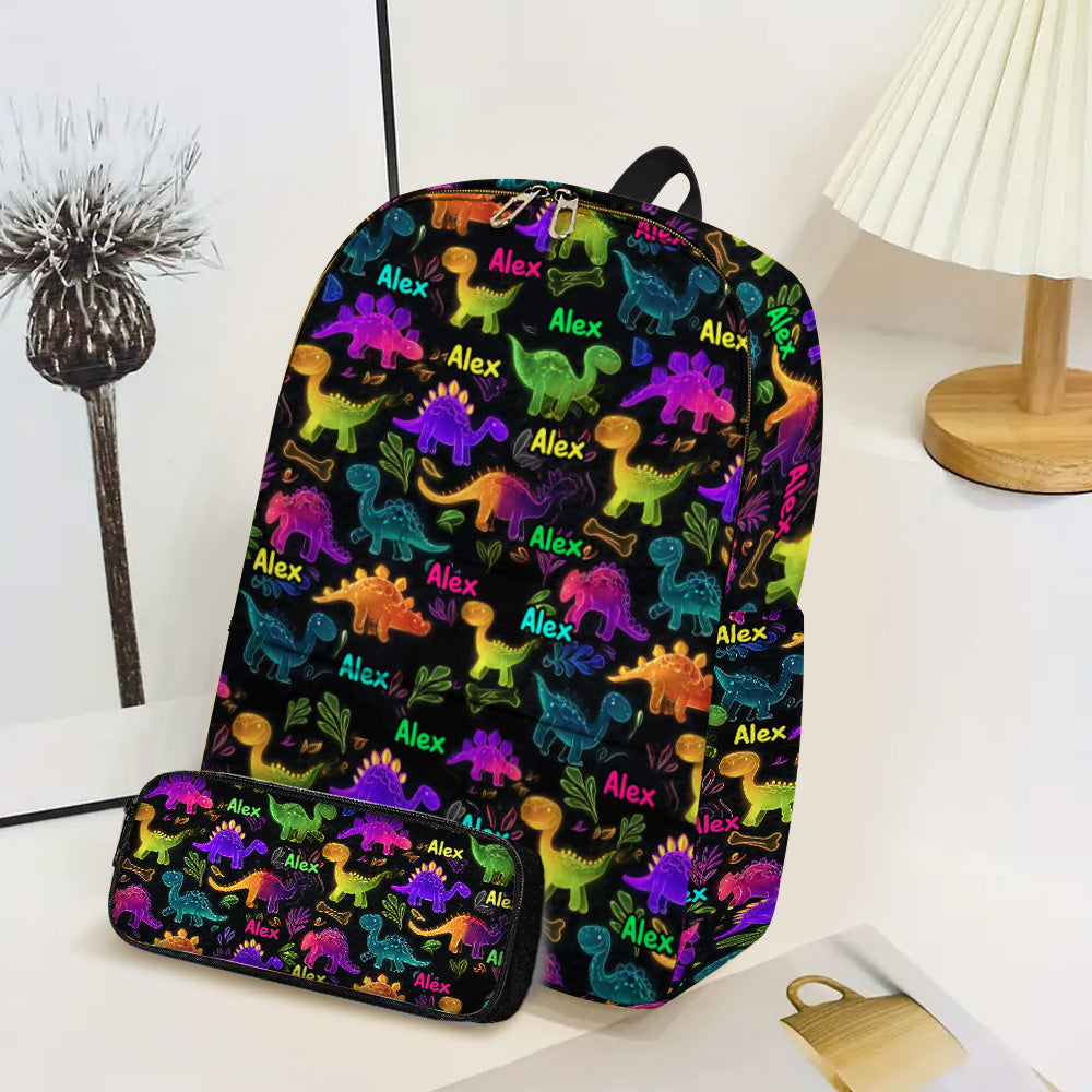 Dinosaur Gift for Kids to School - Personalized Kid Backpack & Pencil Case