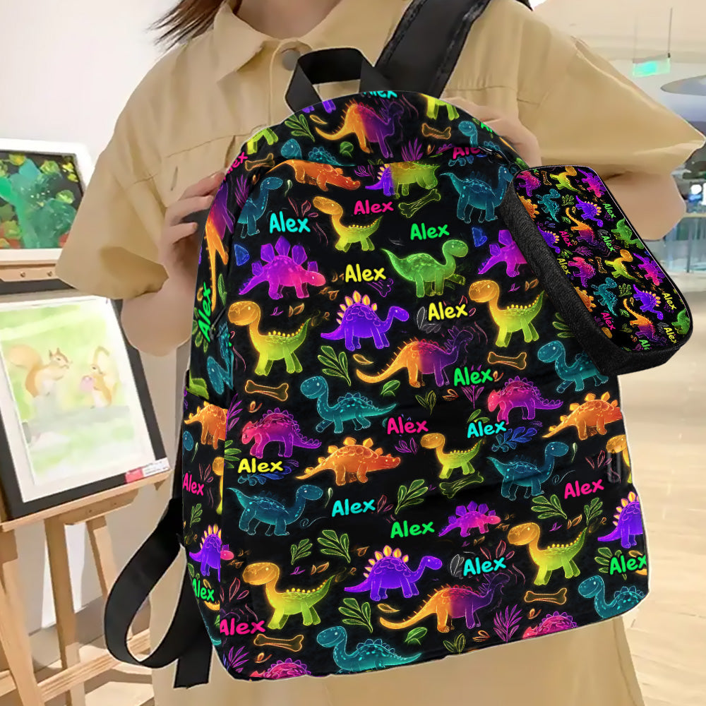 Dinosaur Gift for Kids to School - Personalized Kid Backpack & Pencil Case