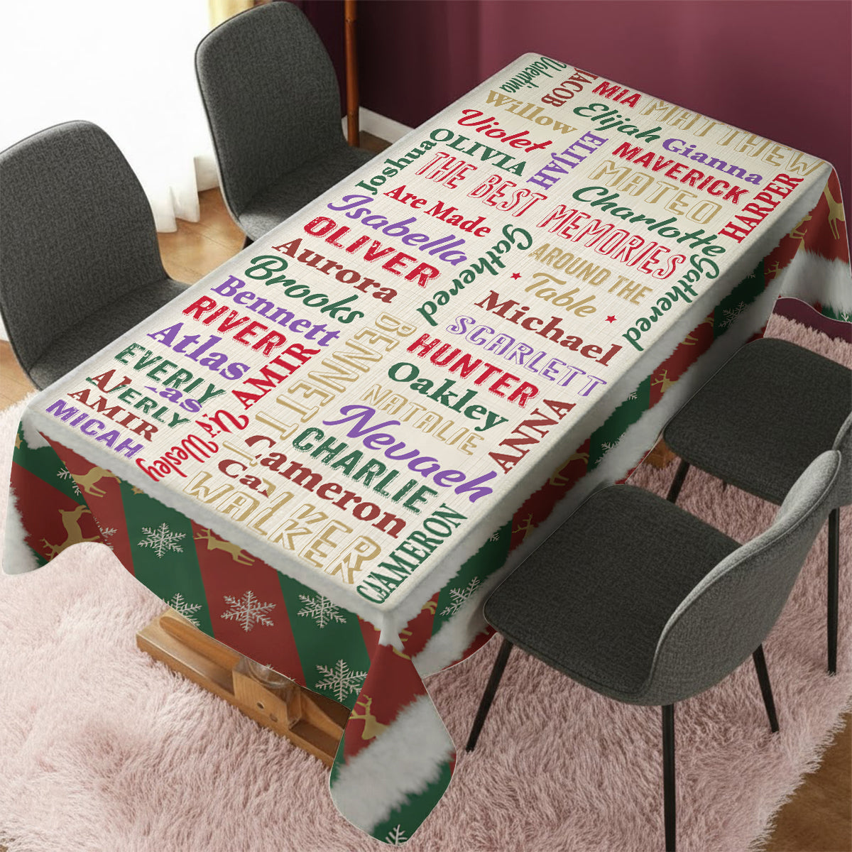 Happy Family - Personalized Family Table Cloth Cover