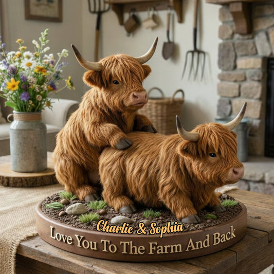 Couple de vaches coquines, cadeau amusant pour fermier - Plaque acrylique personnalisée en forme de fermier