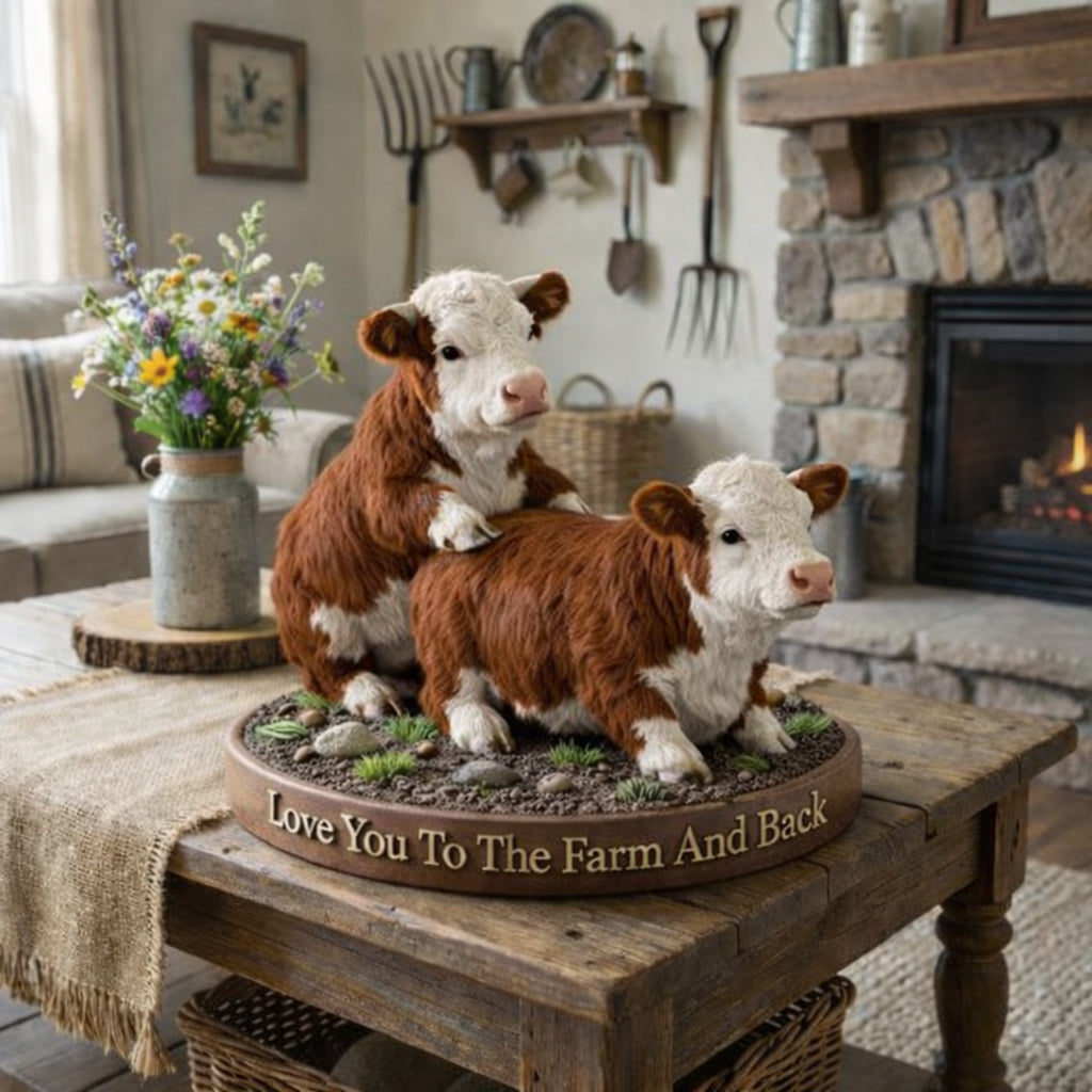 Freches Kuhpaar, lustiges Bauerngeschenk – personalisierte Acrylplakette in Bauernform