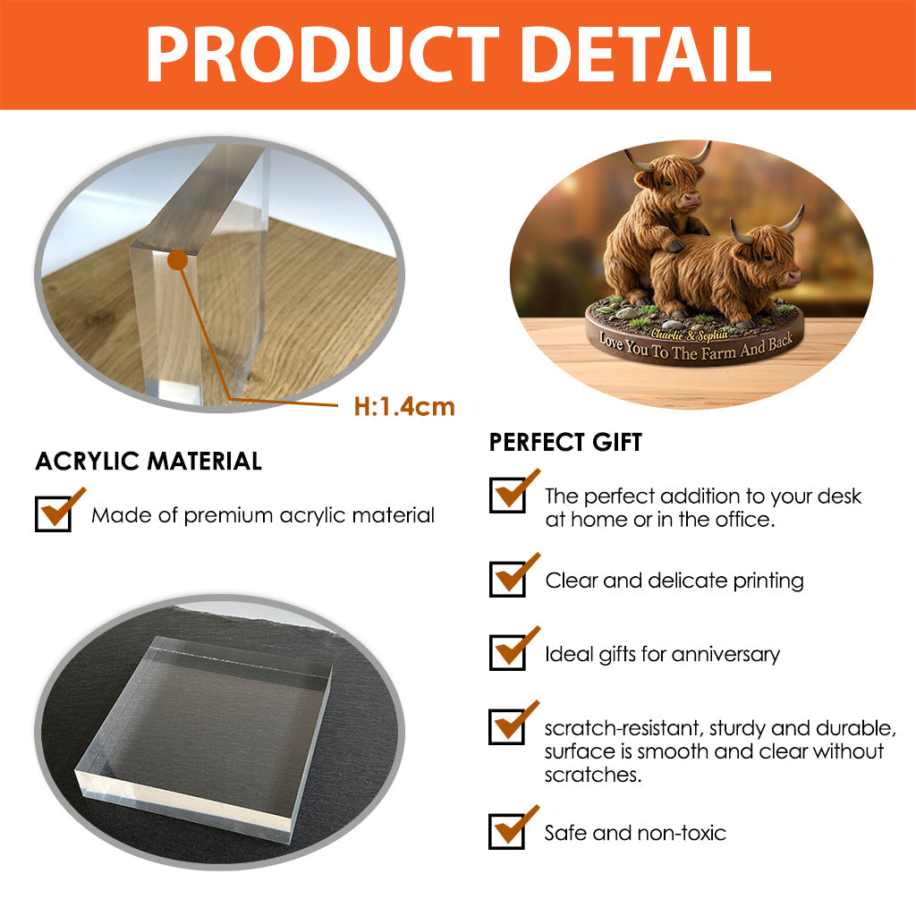 Freches Kuhpaar, lustiges Bauerngeschenk – personalisierte Acrylplakette in Bauernform