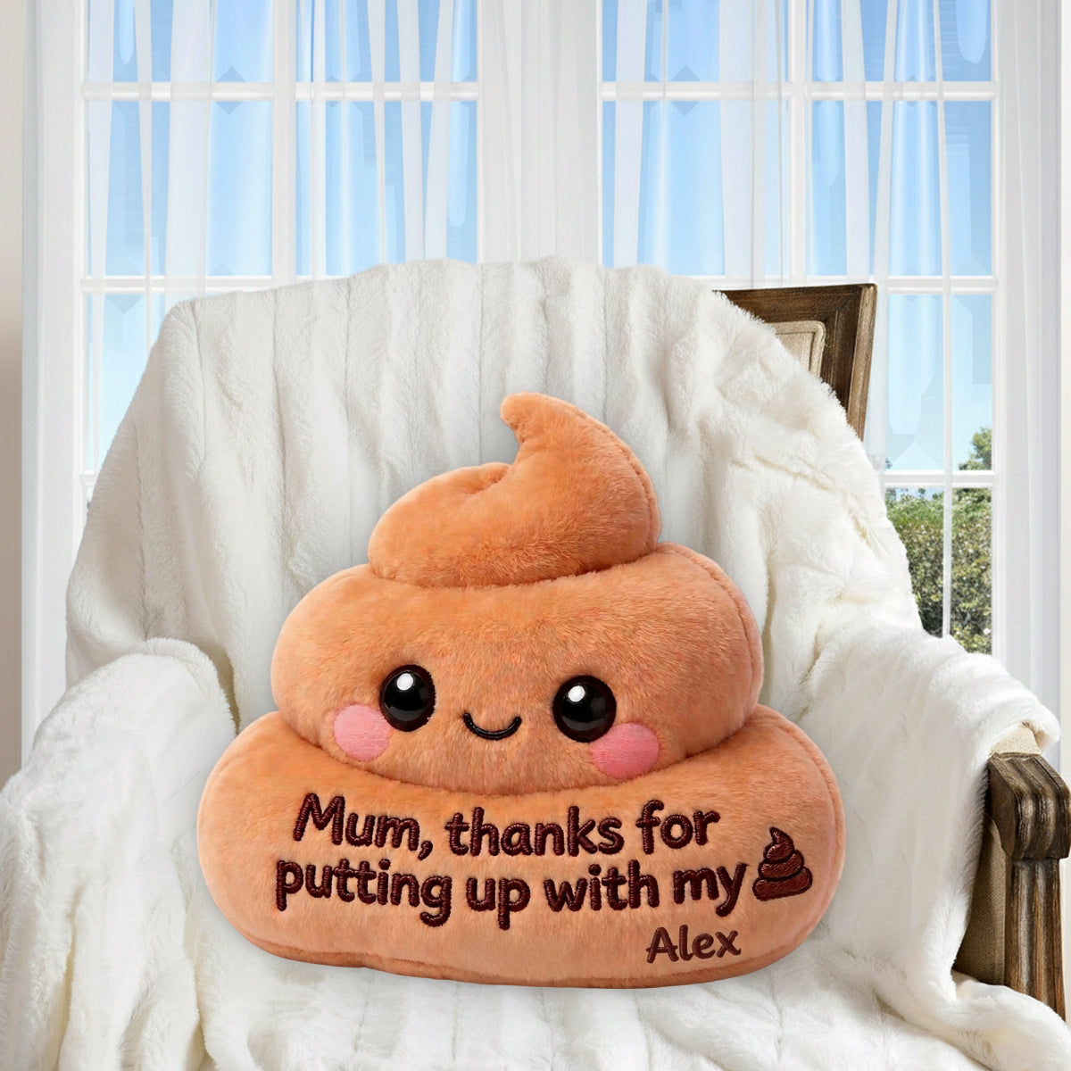 Thanks For Putting Up With My Sh*t - Personalized Mother Premium Faux Fur Pillow