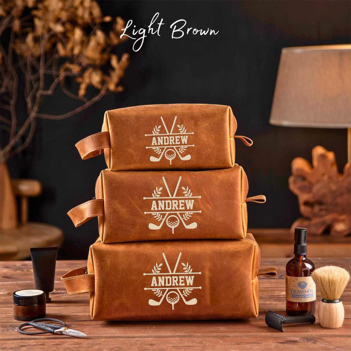 For The Man Who Plays Life Like Golf - Personalized Golf Leather Toiletry Bag