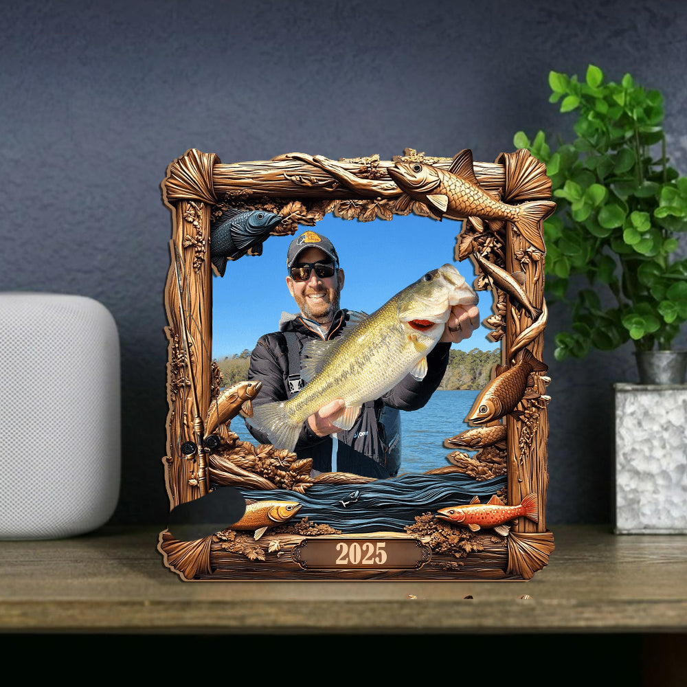 Fishing Memories - Personalized Fishing Cut Shape Photo Frame