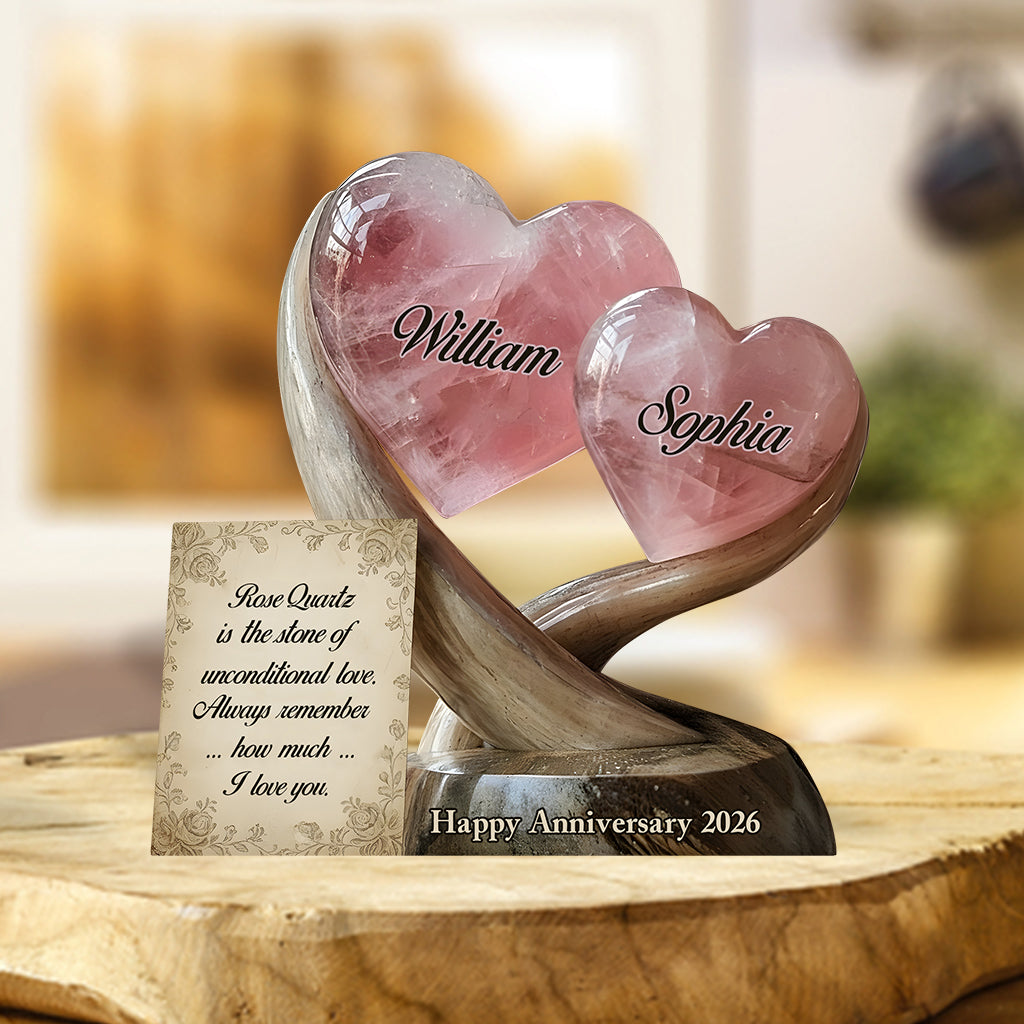 Rose Quartz Style Anniversary Gift, Valentine Gift, Unconditional Love - Personalized Couple Custom Shaped Acrylic Plaque