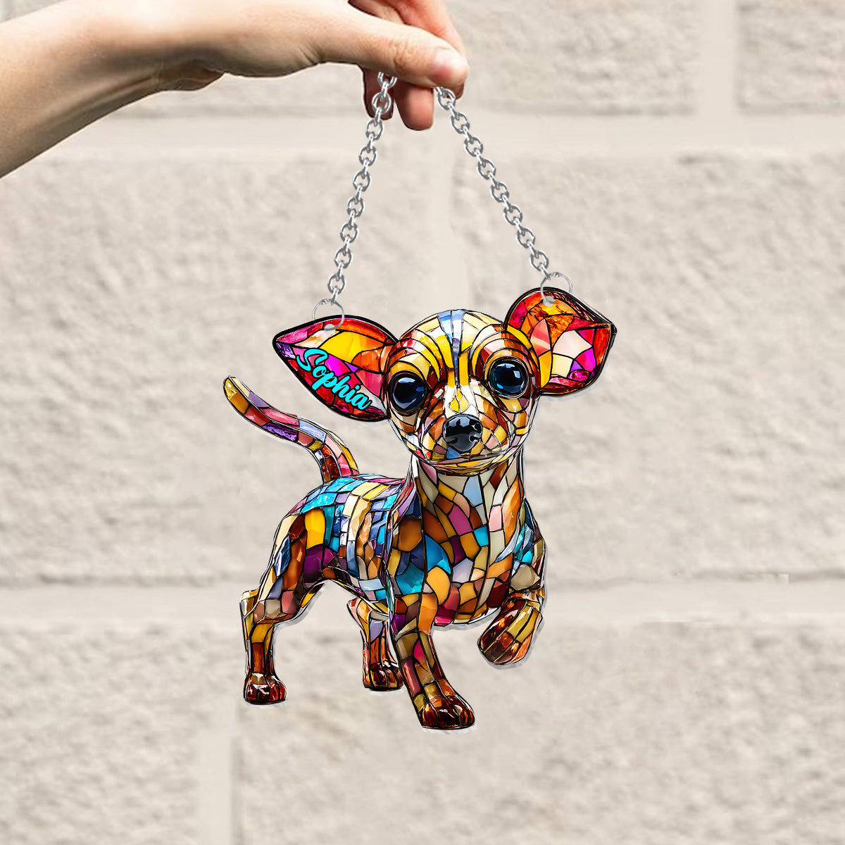 Adorable Chihuahua - Ornement attrape-soleil personnalisé à suspendre à la fenêtre, en forme de Chihuahua