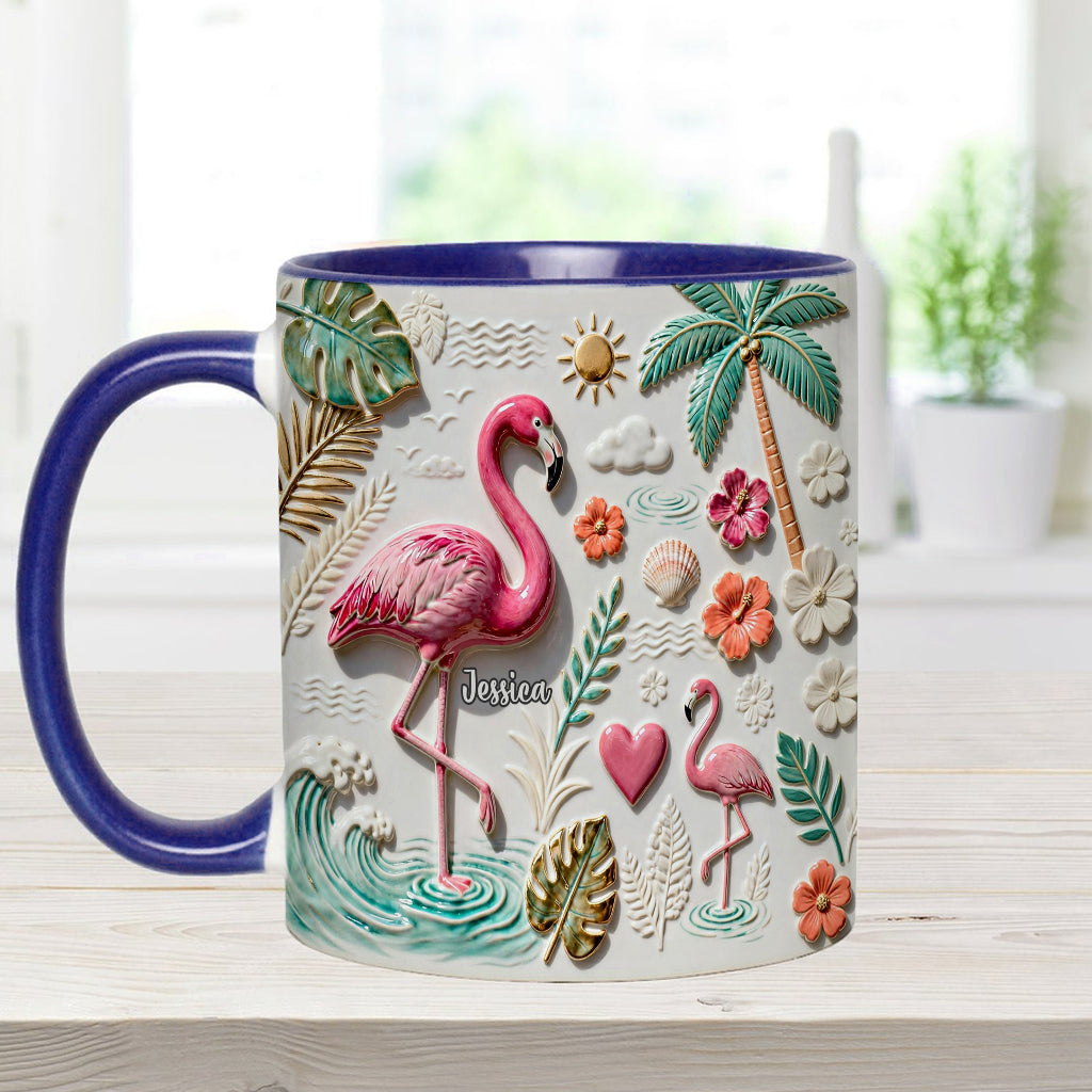 Love Flamingo - Personalized Flamingo Accent Mug & Coaster