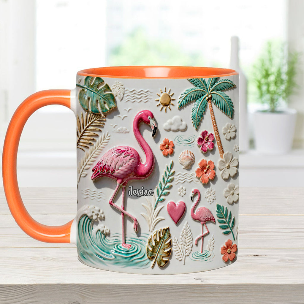 Love Flamingo - Personalized Flamingo Accent Mug & Coaster