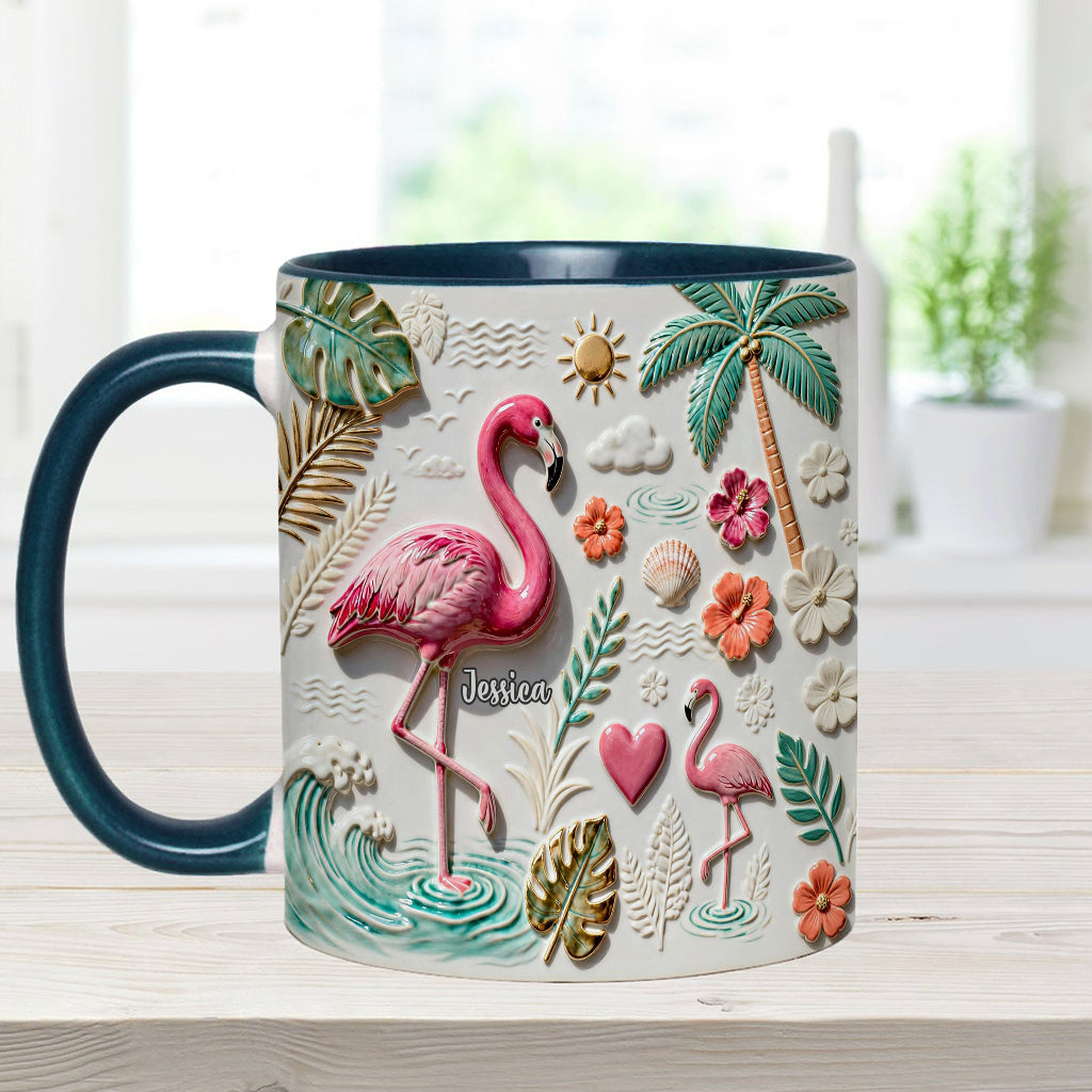 Love Flamingo - Personalized Flamingo Accent Mug & Coaster