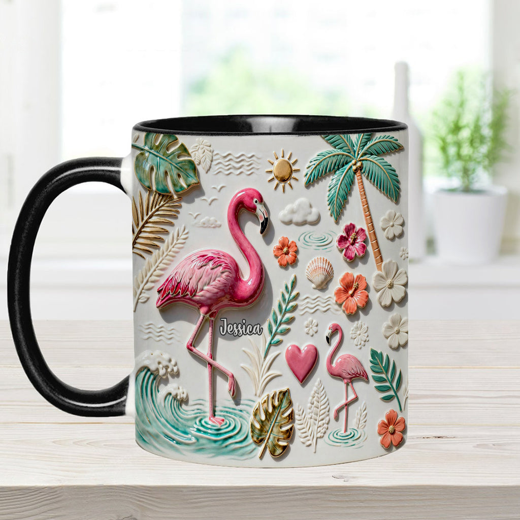 Love Flamingo - Personalized Flamingo Accent Mug & Coaster