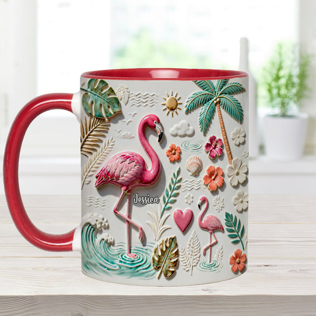 Love Flamingo - Personalized Flamingo Accent Mug & Coaster