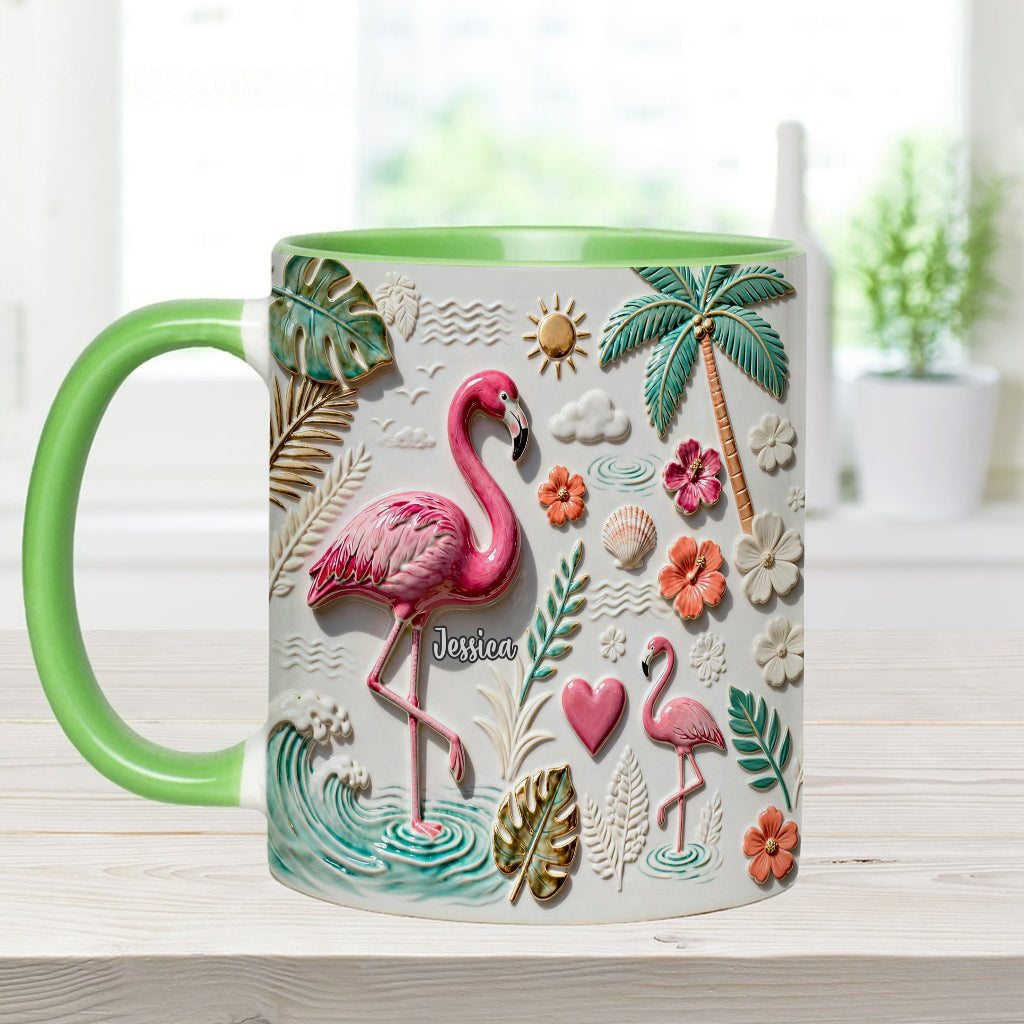 Love Flamingo - Personalized Flamingo Accent Mug & Coaster