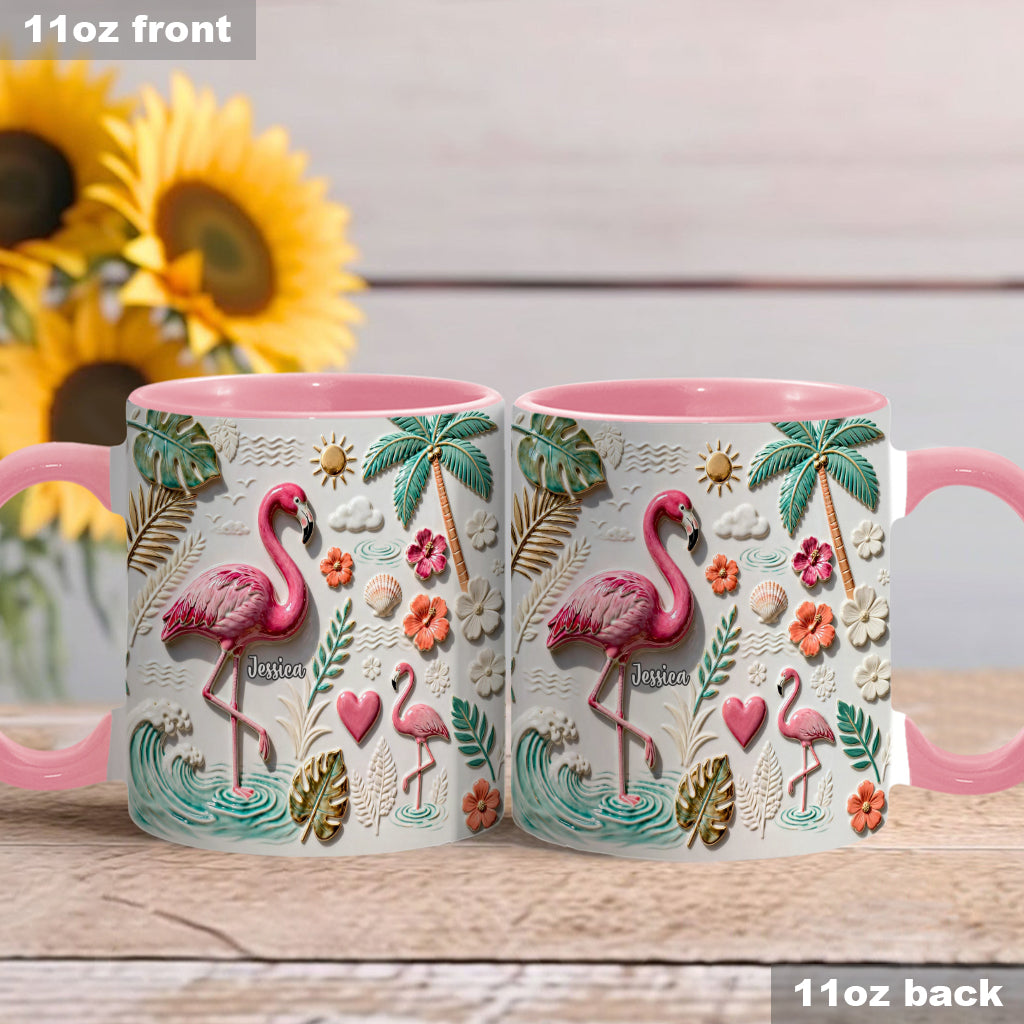 Love Flamingo - Personalized Flamingo Accent Mug & Coaster