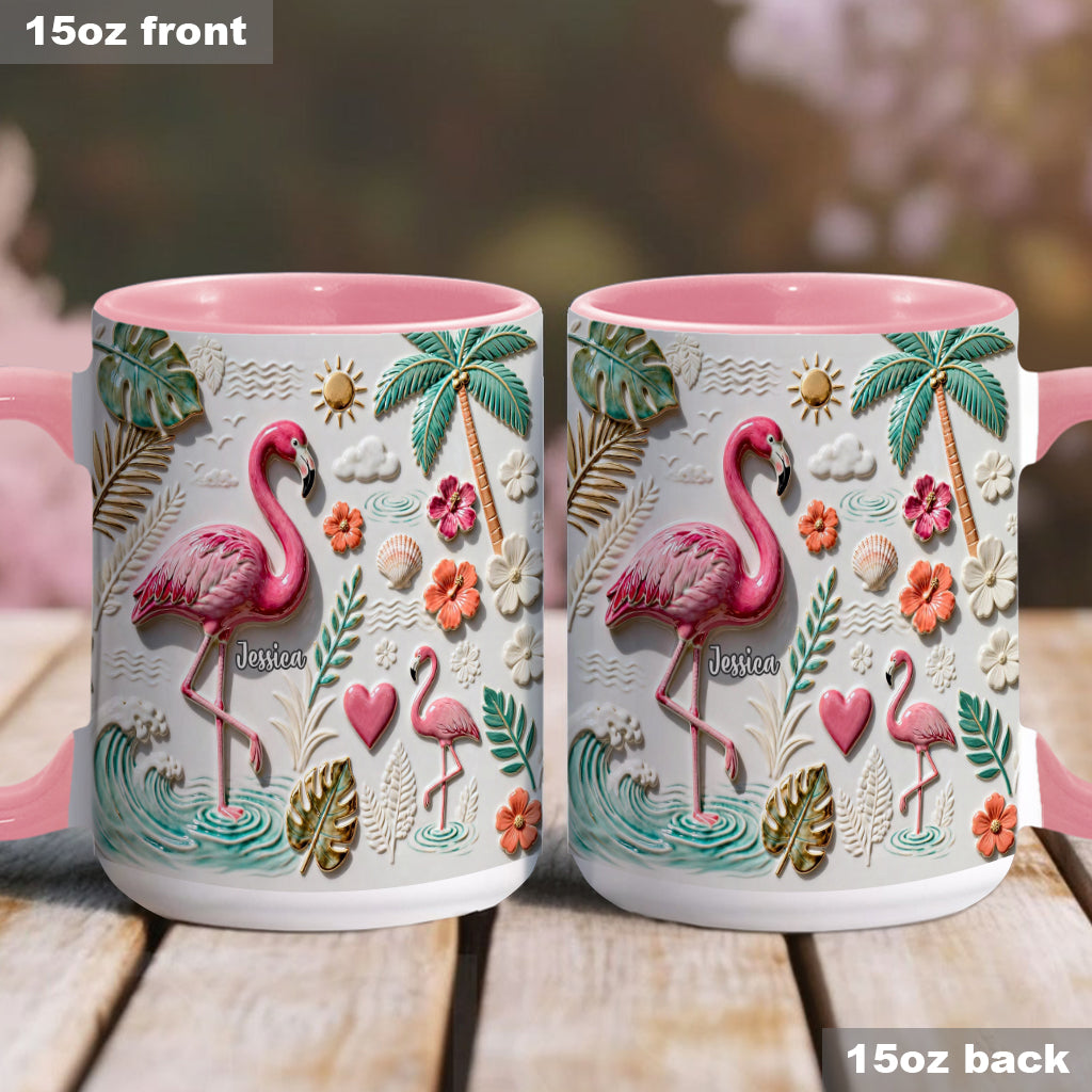 Love Flamingo - Personalized Flamingo Accent Mug & Coaster