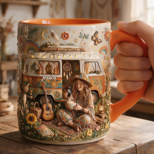 Hippie Souls - Personalisierte Hippie Tasse & Untersetzer