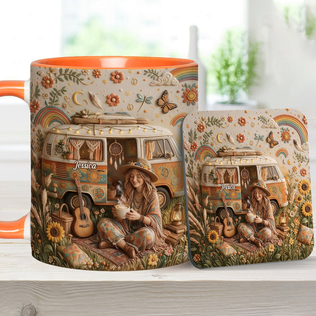 Hippie Souls - Personalized Hippie Accent Mug & Coaster