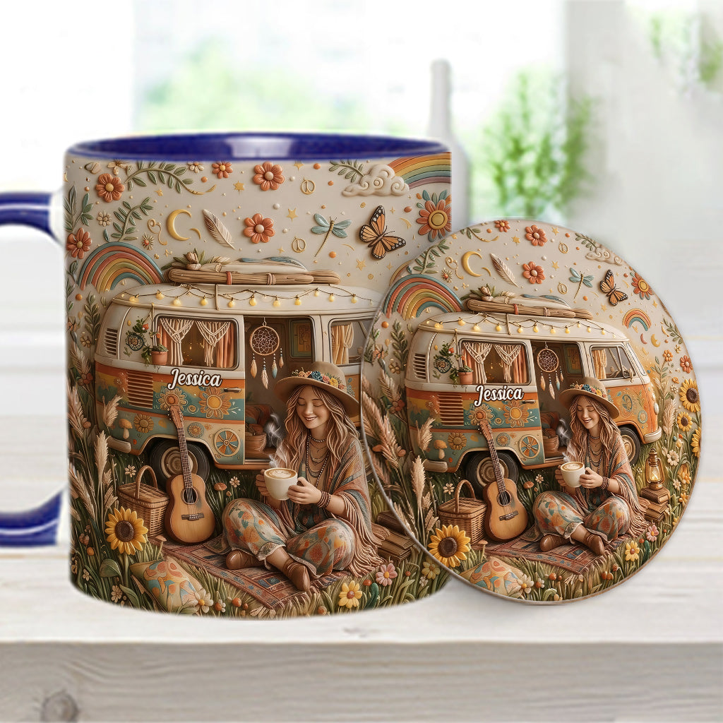 Hippie Souls - Personalized Hippie Accent Mug & Coaster