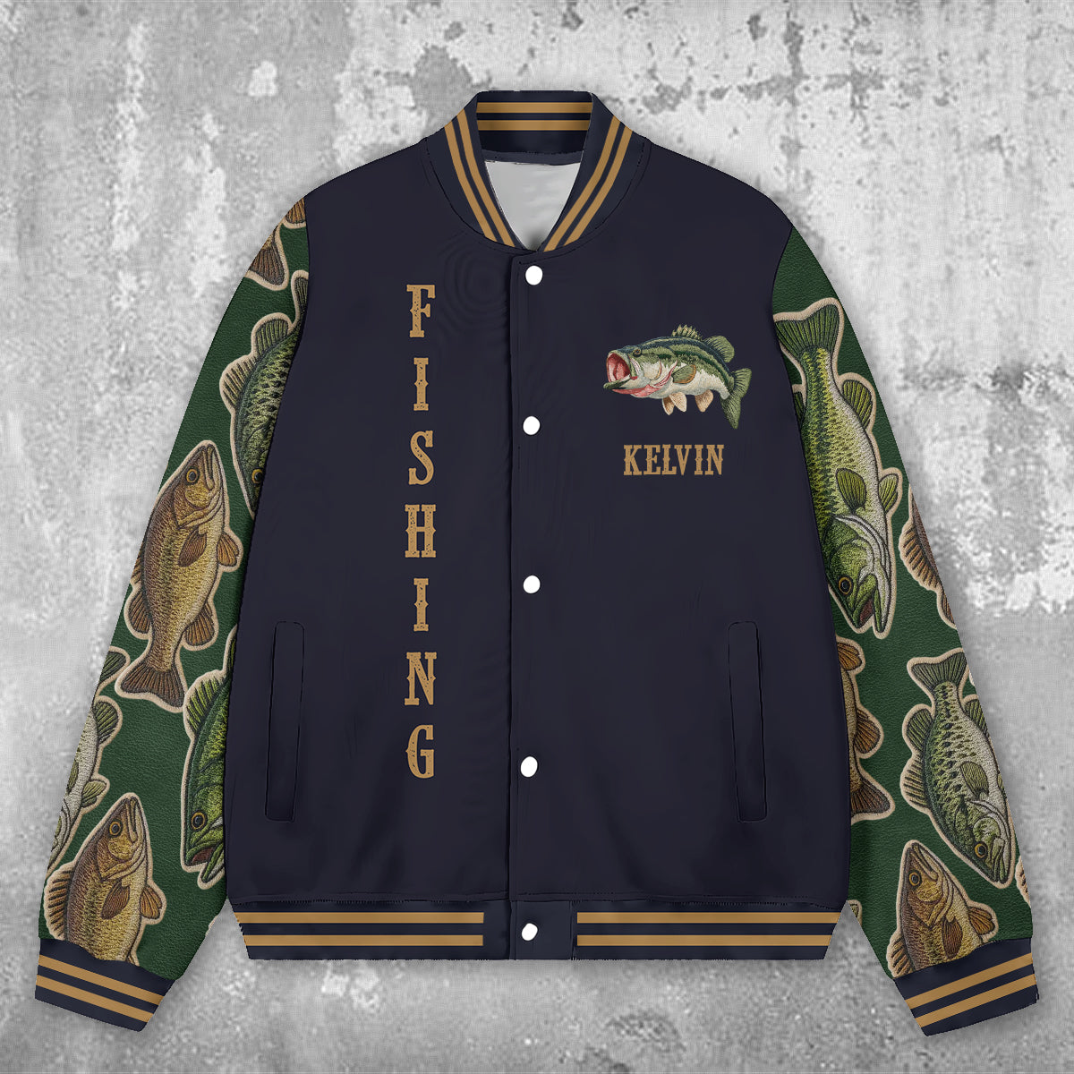 Liebe zum Angeln – Personalisierte Angel-Collegejacke