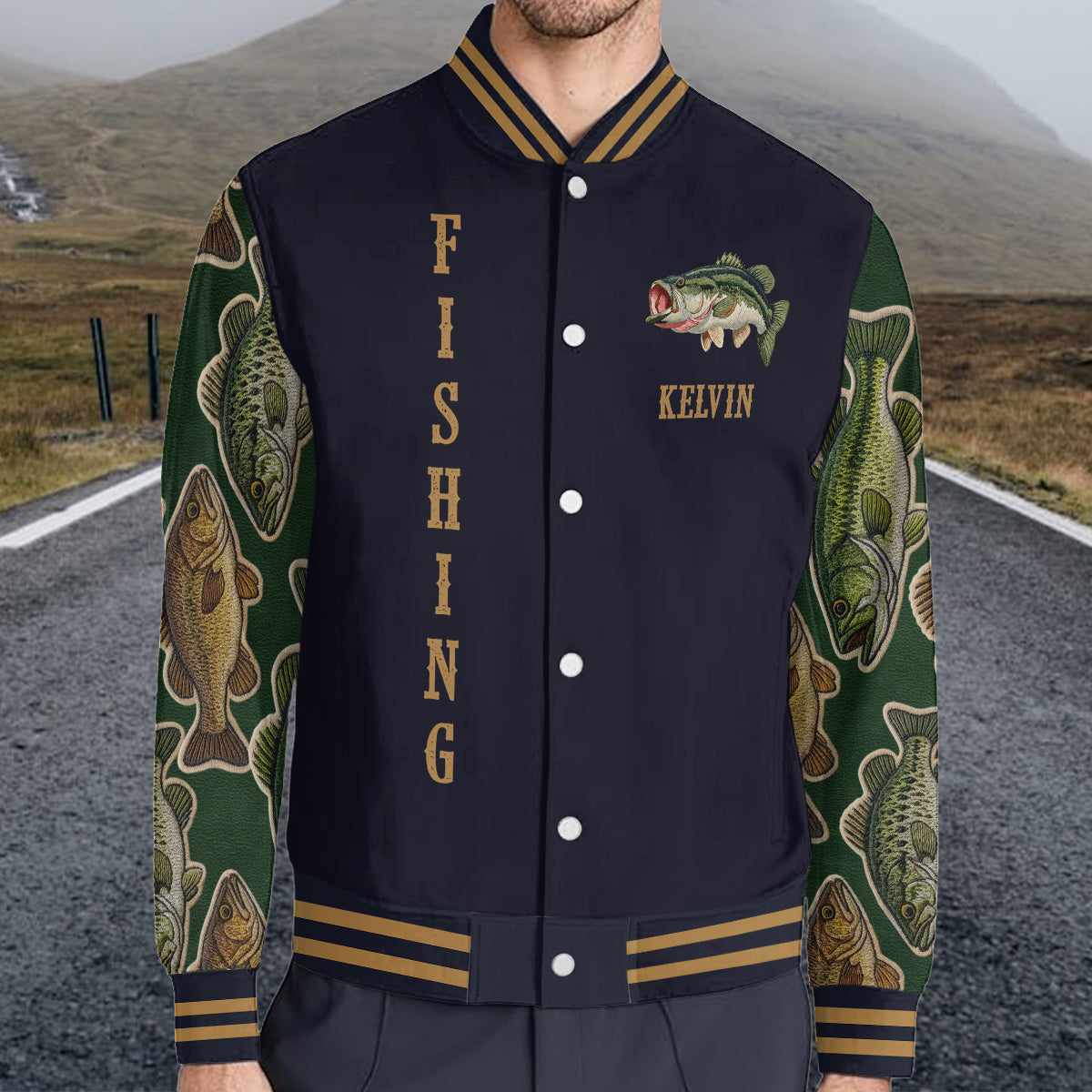 Liebe zum Angeln – Personalisierte Angel-Collegejacke